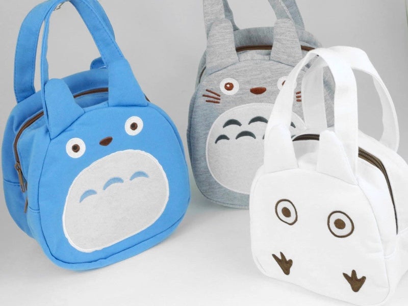 Skater Totoro Die Cut Lunch Bag with Zip Closure - Totoro Grey - Image 2